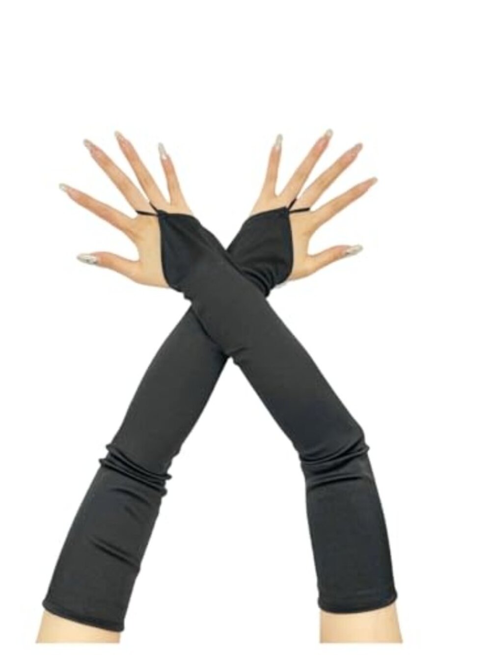 New - Satin Fingerless Gloves 1920s Stretchy Elbow Fingerless Glove for Bridal